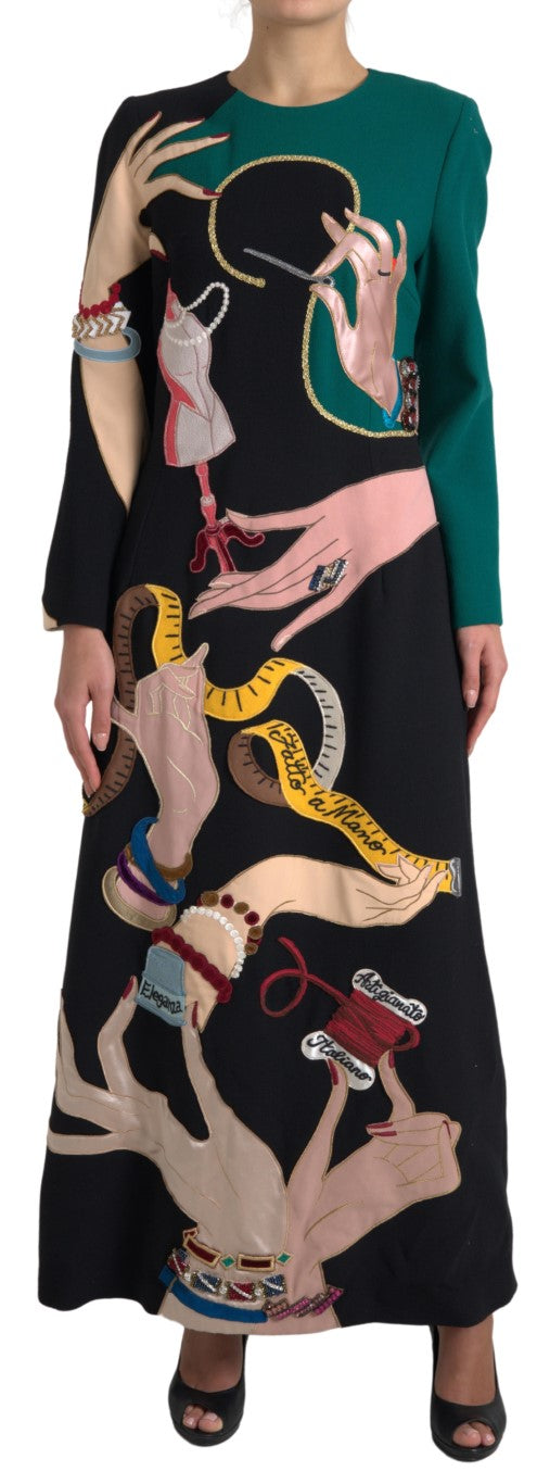 Dolce & Gabbana Multicolor Langärmeliges Maxikleid in A-Linie