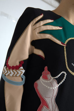 Dolce & Gabbana Multicolor Langärmeliges Maxikleid in A-Linie