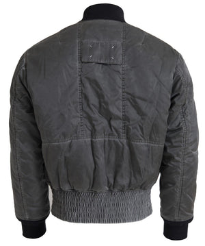 MM6 Maison Margiela Graue Bomberjacke mit Reißverschlusstasche Ärmel