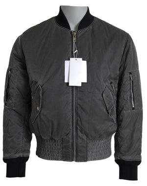 MM6 Maison Margiela Graue Bomberjacke mit Reißverschlusstasche Ärmel