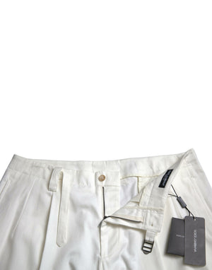 Dolce & Gabbana Weiße Baumwoll-Stretch Herren Bermuda Denim Shorts