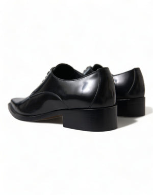 Dolce & Gabbana Schwarze Leder Schnürschuhe Formal Flats Schuhe