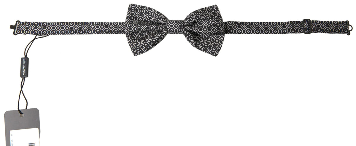 Dolce & Gabbana Schwarz Weiß Muster Einstellbare Hals Papillon Fliege