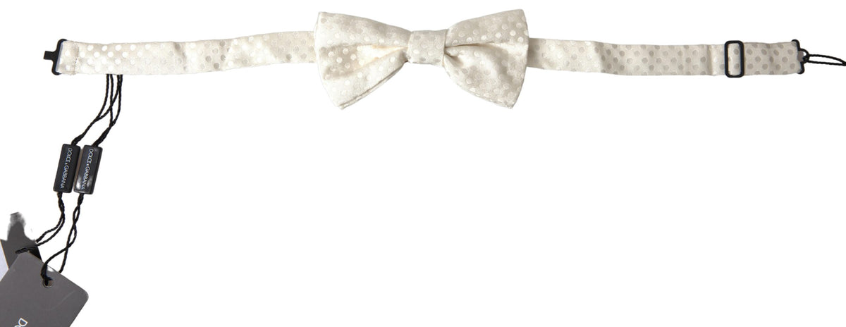 Dolce & Gabbana Elfenbeinfarbenes Fantasiemuster Verstellbare Papillon Fliege im Nacken