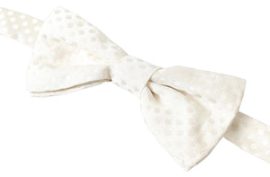 Dolce & Gabbana Elfenbeinfarbenes Fantasiemuster Verstellbare Papillon Fliege im Nacken