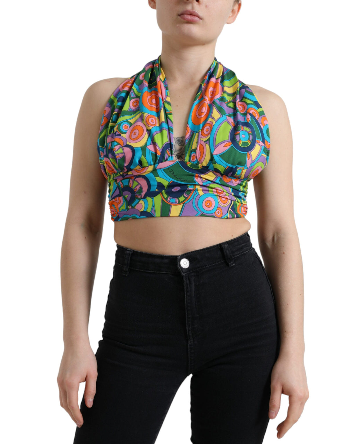 Dolce & Gabbana Multicolor Halterung Ärmelloses Cropped Tank Top