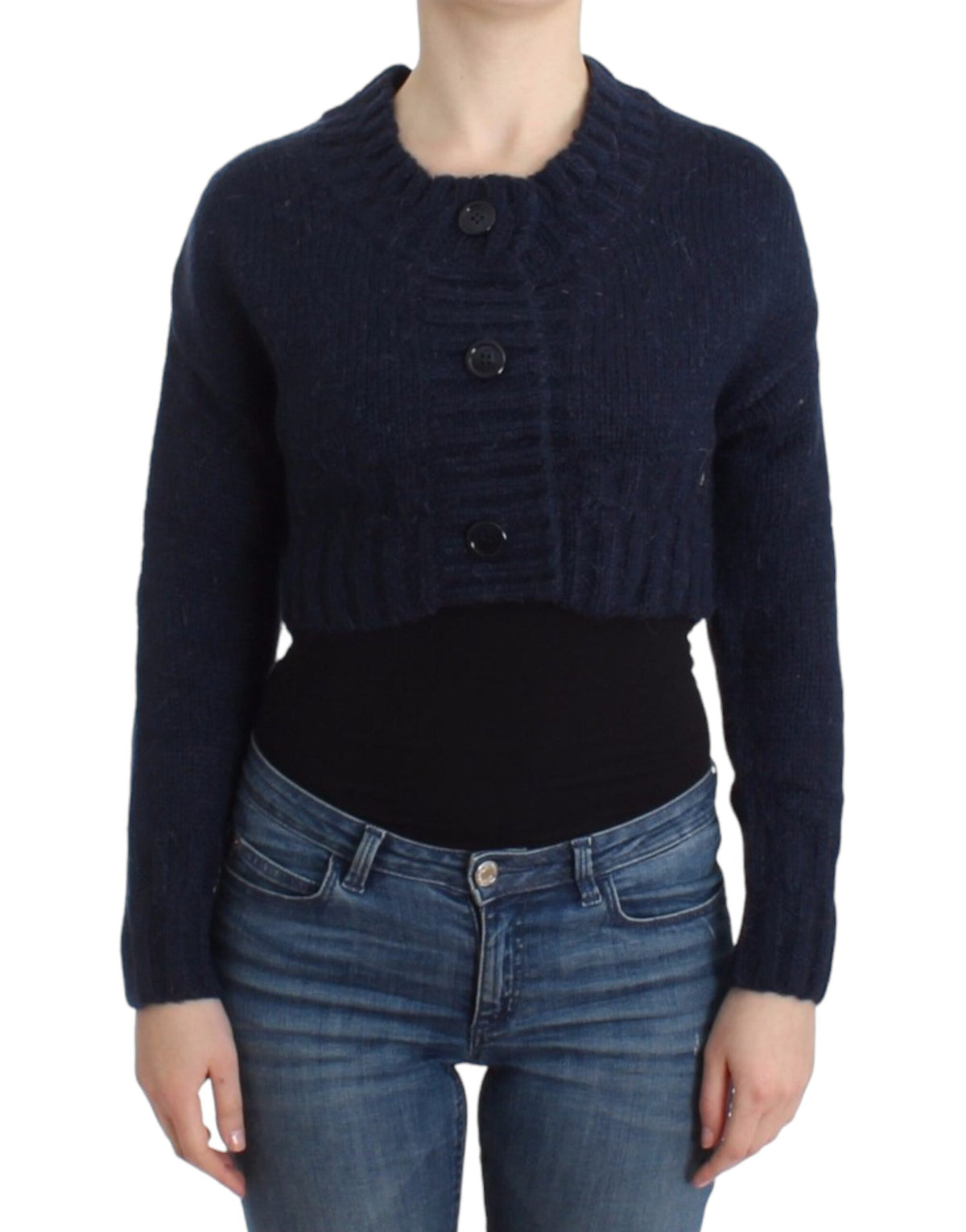 John Galliano Blaue Kurzstrickjacke