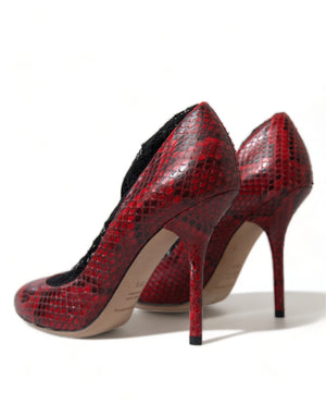 Dolce & Gabbana Rote Ayers Leder Schnürsocken Pumps Schuhe