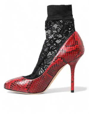 Dolce & Gabbana Rote Ayers Leder Schnürsocken Pumps Schuhe