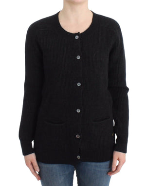 John Galliano Schwarze Wollstrickjacke