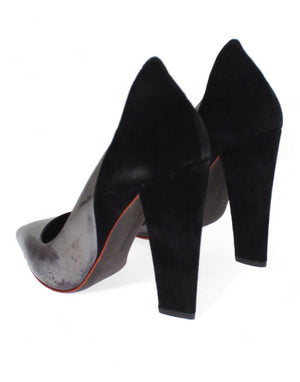 Cédric Charlier Grau Schwarz Leder Wildleder Heels Pumps Schuhe