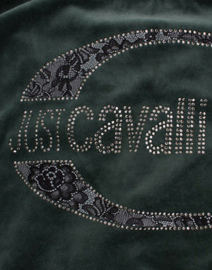 Cavalli Grüner Baumwollpullover aus Samt