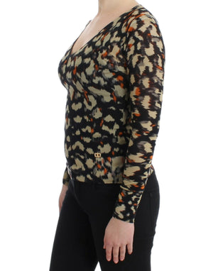 Cavalli Multicolor Wollpullover mit V-Ausschnitt