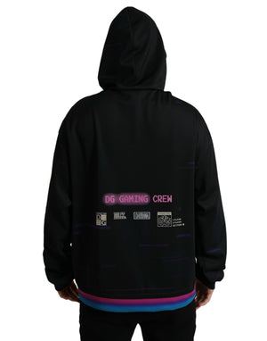Dolce & Gabbana Schwarzes Logo Print Sweatshirt mit Kapuze Pullover