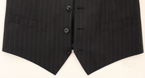 Dolce & Gabbana Schwarz gestreiftes Woll-Seiden-Kleid Weste Gilet