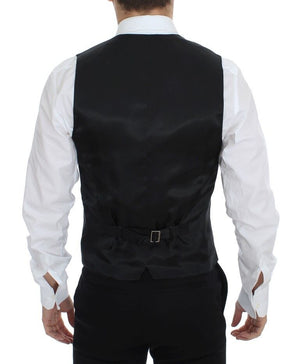 Dolce & Gabbana Schwarz gestreiftes Woll-Seiden-Kleid Weste Gilet