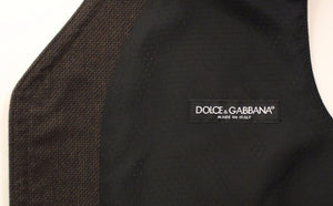 Dolce & Gabbana Braunes Baumwollmischung Kleid Weste Gilet