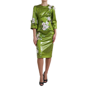 Dolce & Gabbana Grünes, floral verziertes Midikleid