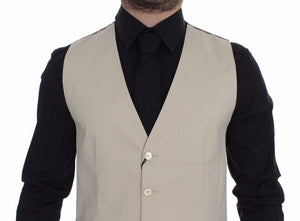 Dolce & Gabbana Beige Baumwolle Stretch Kleid Weste Blazer