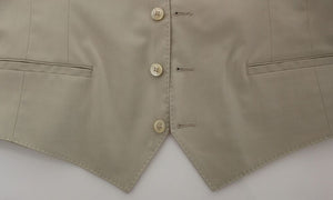 Dolce & Gabbana Beige Baumwolle Stretch Kleid Weste Blazer