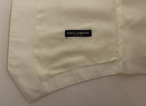 Dolce & Gabbana Weißes Baumwoll-Seidengemisch Kleid Weste Blazer