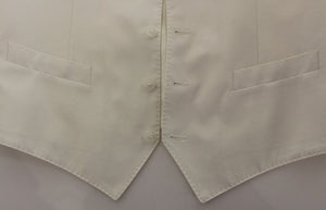 Dolce & Gabbana Weißes Baumwoll-Seidengemisch Kleid Weste Blazer