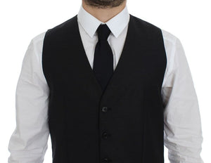 Dolce & Gabbana Graues Woll-Seiden-Kleid Weste Gilet