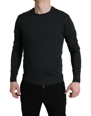 Dolce & Gabbana Grauer Pullover mit Rundhalsausschnitt aus Wolle
