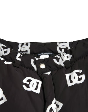 Dolce & Gabbana Schwarze Logo DG Print Hose mit weitem Bein