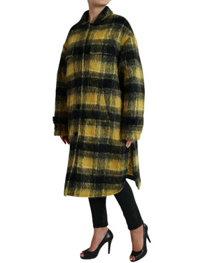 Dolce & Gabbana Gelber karierter Langarm Freizeitmantel Jacke