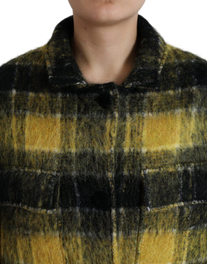 Dolce & Gabbana Gelber karierter Langarm Freizeitmantel Jacke