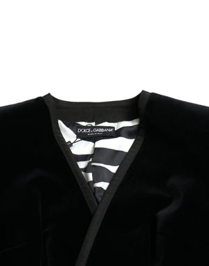 Dolce & Gabbana Zweireihige Jacke aus schwarzem Baumwollsamt