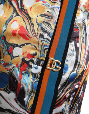 Dolce & Gabbana Multicolor Marmorierte Satin-Hose