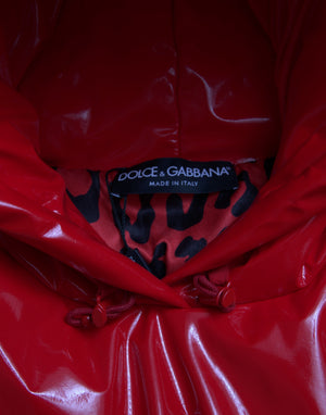 Dolce & Gabbana Glänzend rote Kurzmantel-Jacke mit Kapuze