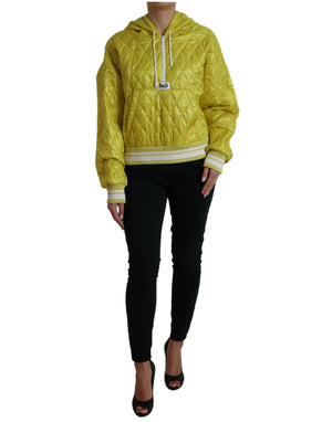 Dolce & Gabbana Gelbe Nylon Steppjacke mit Kapuze und Pullover