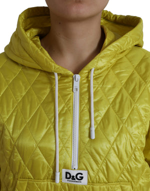 Dolce & Gabbana Gelbe Nylon Steppjacke mit Kapuze und Pullover