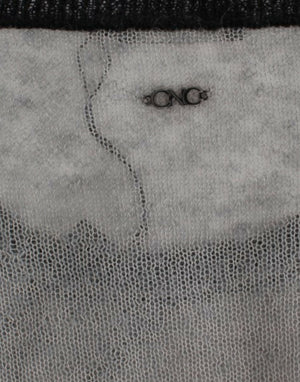 Costume National Grauer verschnörkelter asymmetrischer Pullover