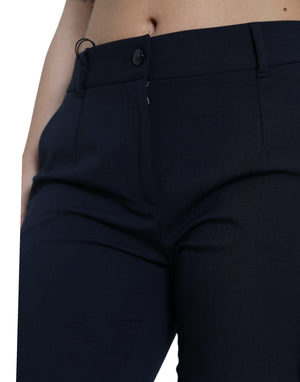 Dolce & Gabbana Blaue Mid Waist Tapered Cropped Pants