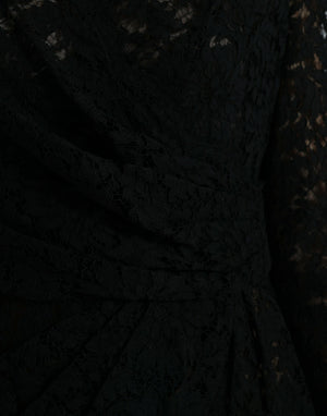 Dolce & Gabbana Schwarzes Bodycon-Mini-Kleid aus Baumwolle mit Spitze