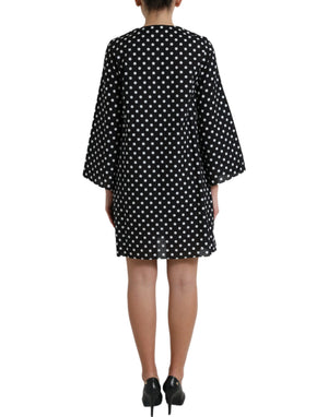 Dolce & Gabbana Schwarz-weiß gepunktetes Nylon-Shift-Minikleid