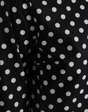 Dolce & Gabbana Schwarz-weiß gepunktetes Nylon-Shift-Minikleid