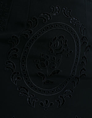 Dolce & Gabbana Schwarzes Viskose-Bodycon-Kleid mit floraler Spitze