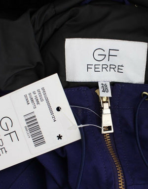 GF Ferre Blaue wattierte Jacke mit Kapuze Kurz K-Way