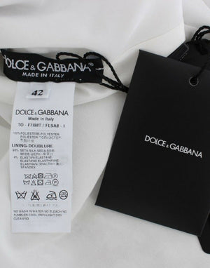Dolce & Gabbana Silberne paillettenbesetzte Bluse mit Rundhalsausschnitt T-shirt Top