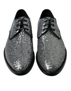 Dolce & Gabbana Silberne Pailletten-Schnürschuhe für Herren