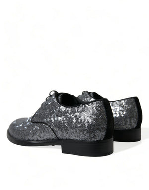 Dolce & Gabbana Silberne Pailletten-Schnürschuhe für Herren