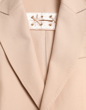 Dolce & Gabbana Beige Baumwolle Einreihiger Langmantel Jacke
