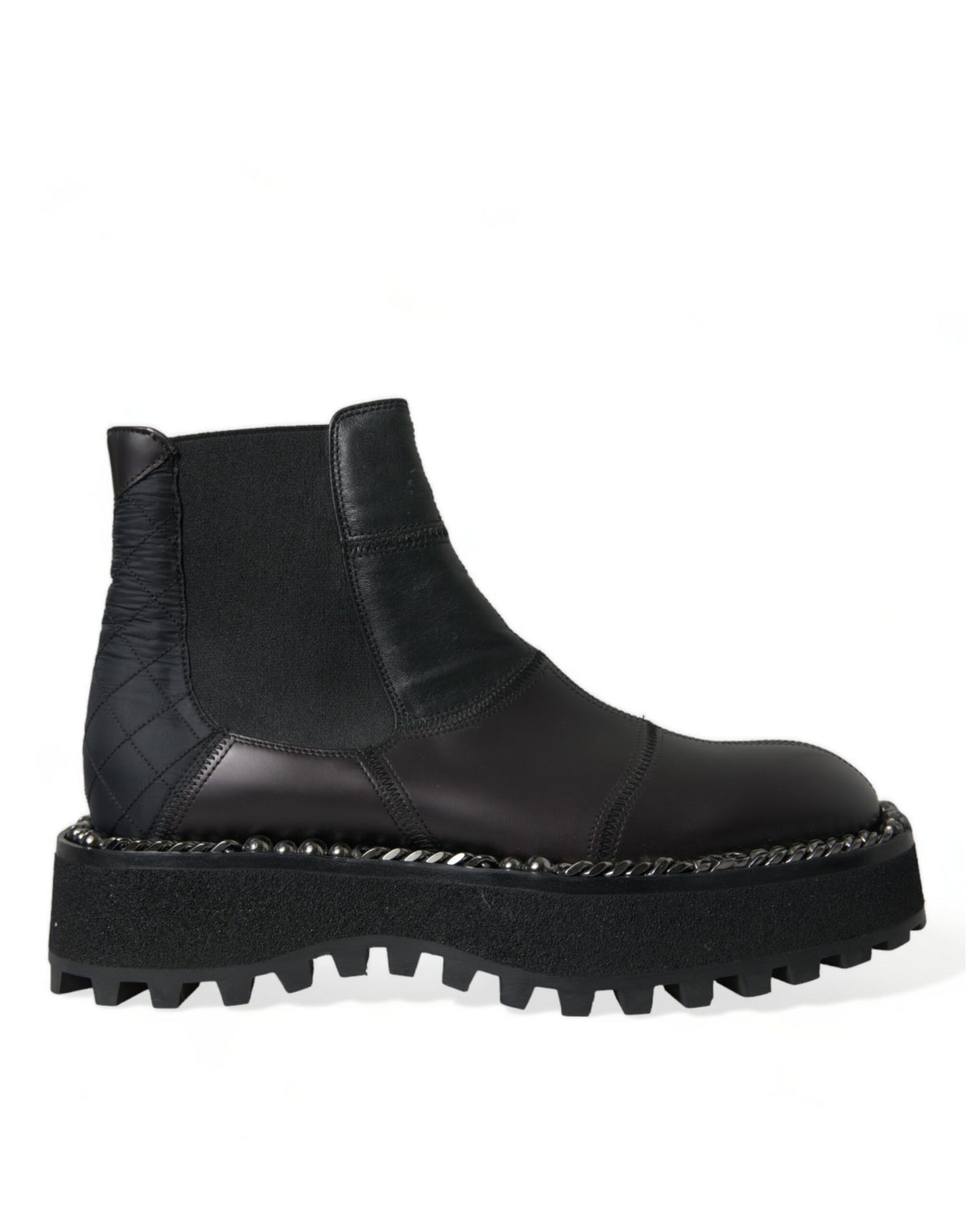 Dolce & Gabbana Schwarz Leder Slip On Stretch Chelsea Boots Schuhe