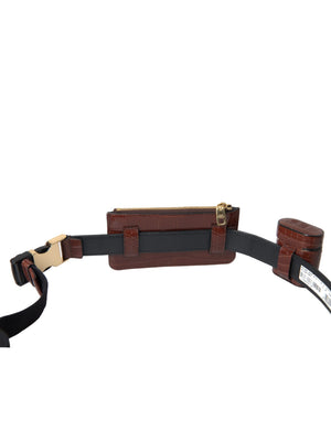 Dolce & Gabbana Brown Alligator Leder Airpods Fall Münze Geldbeutel Brieftasche