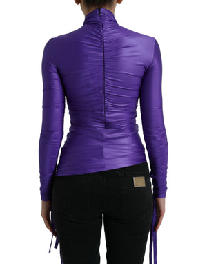 Dolce & Gabbana Lila Nylon Stretch Slim Long Sleeves Top